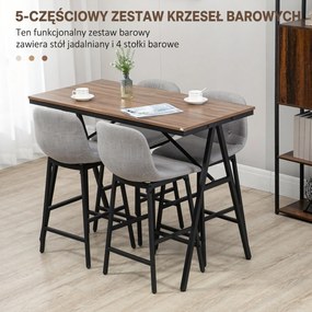 HOMCOM zestaw stół barowy i krzesła do kuchni 5 części nowoczesny stół z krzesłami do jadalni | Aosom PL