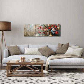 Obraz - Wazon z kwiatami (z zegarem) (90x30 cm)