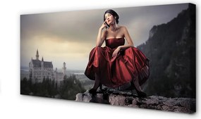 Fotoobraz na płótnie Kobieta w Sukni w Górach