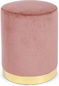 Pufa z aksamitu w kolorze antycznego różu ze złotym paskiem - LUCILLA