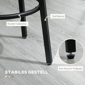 HOMCOM Zestaw krzeseł barowych w designie przemysłowym, rama metalowa, podparcie dla stóp, 42 x 42 x 65 cm