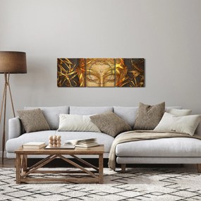 Obraz - Złoty Budda (z zegarem) (90x30 cm)