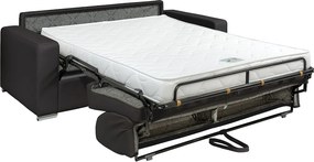Kanapa 2-osobowa z ekspresowym mechanizmem rozkładania z ekoskóry CALITO - Czarny - Wymiary miejsca do spania: 120 cm - Materac 14 cm z pamięcią kształtu