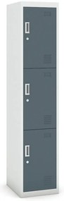 Szafka skrytkowa, 3 schowki, 1800 x 380 x 450 mm, demontaż, zamek cylindryczny, drzwi ciemnoszare