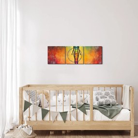 Obraz - Kobieta i czakry (z zegarem) (90x30 cm)