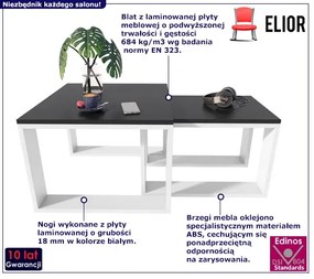 Nowoczesny zestaw dwóch stolików kawowych czarny + biały - Fareo 3X