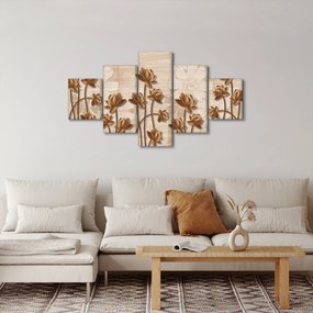 Obraz abstrakcji kwiatowej - brązowy (125x70 cm)