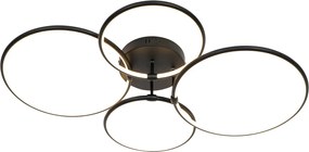 Lampa sufitowa czarna w komplecie z LED 3-stopniowo ściemnialna 4-punktowa - Joaniqa