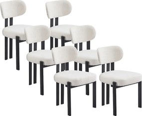 Zestaw 6 krzeseł z tkaniny typu bouclé i czarnego metalu – Beżowe i czarne – NOA