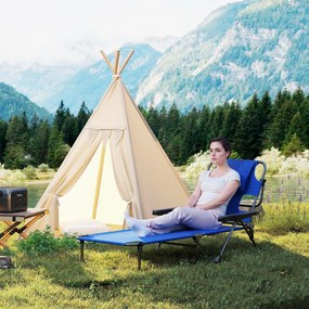 Leżak Ogrodowy Outsunny, Składany, Wodoodporny, 194 cm x 72 cm x 31 cm, Czarny + Granatowy