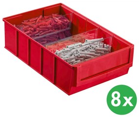 Allit Plastikowy pojemnik do regału ShelfBox typ D - 183 x 300 x 81 mm, 8 szt., czerwony