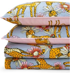 Różowo-szara bawełniana pościel dwuosobowa 230x220 cm Untamed Cheetah – Their Nibs