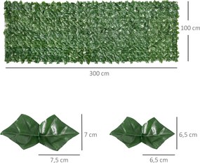 Outsunny Osłona Dekoracyjna Sztuczny Żywopłot Ciemnozielony 300x100cm Dekoracja Ściennej Przestrzeni | Aosom PL