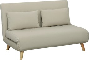 HOMCOM Relaksacyjna Sofa z Funkcją Spania, w zestawie 2 Poduszki, Wygląd Aksamitu, 130 x 78 x 79 cm, Beżowa