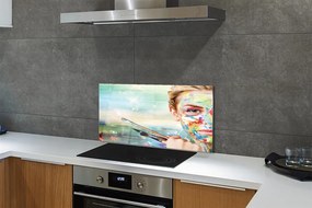 Szklany Panel Artystka z Pędzlami