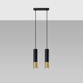 Lampy wiszące nowoczesny Zarpex, stal - 2 źródło światła 4000K - L.30 x H.90 cm - czarny/złoty