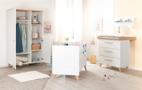 Biała szafa dziecięca w dekorze dębu 52x180x180 cm Léon – Roba