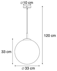 Lampa wisząca art deco mosiądz różowe szkło 33 cm - Pallon ArtDeco Oswietlenie wewnetrzne