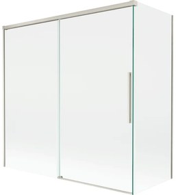 Mexen Rox parawan nawannowy 2-skrzydłowy rozsuwany 160 + 75 x 150 cm, transparent, nikiel szczotkowany - 8C9-160-075-97-00