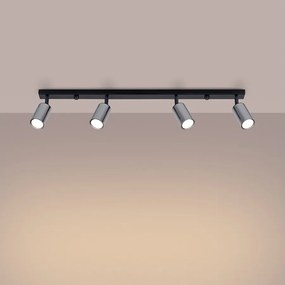 Plafony nowoczesny Glois, stal - 4 źródło światła 3000K - L.82 x H.18.5 cm - czarny/chrom