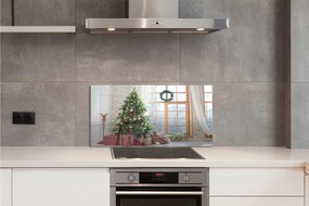 Szklany Panel Świąteczne Choinki i Podarki