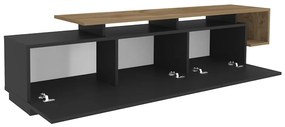 Czarna szafka pod TV w dekorze orzecha 180x46 cm Pia – Kalune Design