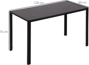 HOMCOM Stół jadalniany kuchenny nowoczesny design 120x60x75 cm czarny do salonu lub kuchni | Aosom PL