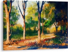 Obraz lasu w letnim słońcu, malarstwo (70x50 cm)