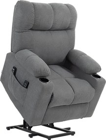 HOMCOM Fotel dla seniora z funkcją leżenia i pilotem szary 144 cm x 91 cm x 88 cm idealny do pomocy przy wstawaniu | Aosom PL