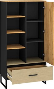 Regał niski COLIN 04 dąb złoty craft/czarny ML MEBLE