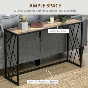 HOMCOM Konsola, Stół do Przedpokoju, Design Industrialny, Stabilna Metalowa Rama, 120 x 35 x 75 cm
