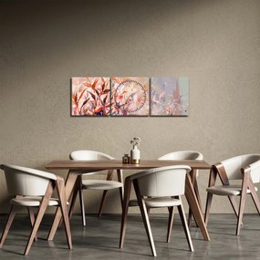Obraz - Malowanie pastelami jesieni (z zegarem) (90x30 cm)