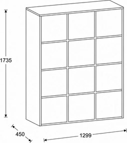 Szafa biurowa FRAME, 12x drzwi, 1299 x 450 x 1735 mm, PUSH-lock, dąb naturalny