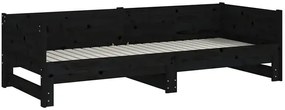 Czarne łóżko rozkładane z litego drewna 2x(80x200) cm - Eluwin 3X