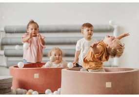 Okrągły suchy basen z piłeczkami 7cm dla dziecka, 90x40cm/300 piłek, welurowy, ciemnozielony, piłki: złote - meowbaby®