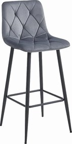 Stołek Valora KODA, ciemnoszary, aksamitne, czarne nogi