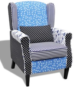 Tapicerowany patchworkowy fotel uszak G5-T35