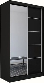 Szafa Przesuwna MIRELLA 150 cm z Lustrem Szafa Dwudrzwiowa Czarna