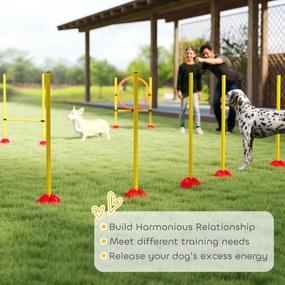 PawHut 3-częściowy Wypełnialny Zestaw Agility dla Psów do Treningu Zręczności z Słupkami Slalomowymi