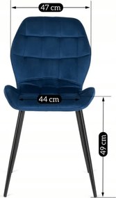 Krzesło Tapicerowane do Jadalni LUCKY Granatowe Welurowe Nowoczesne Loft