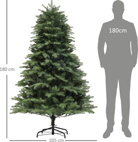 HOMCOM Choinka jodła alpejska, naturalny wygląd, szeroka i bujna, 180 x Ø105 cm, Zielona | Aosom PL