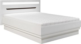 Łóżko Drewniane Dwuosobowe 160x200 cm z Pojemnikiem IVORY Białe Nowoczesne