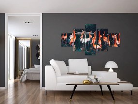 Obraz stada flamingów (125x70 cm)