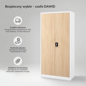 Socjalna szafa ubraniowa Eco Design Dawid, 90x45x185 cm, biały/dąb sonoma