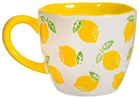 Żółto-biały ceramiczny kubek 250 ml Lemon – Sass &amp; Belle