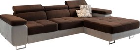 Masseno Narożnik ELMA z funkcją spania i pojemnikiem na pościel, Rozkładana sofa - Brązowy, MONOLITH 29 + MONOLITH 09