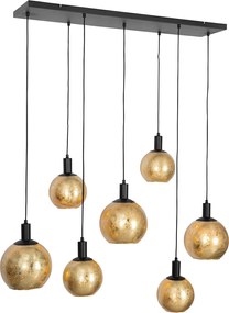 Designerska lampa wisząca czarna ze złotym szkłem 7-świateł - Bert