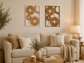 Zestaw 2 sztuk dekoracji ściennej CIRCLES metal 48x68 cm, brązowy / biały