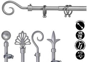 Szary metalowy karnisz VALANCE LOOP 120-210 cm