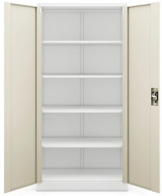 Biurowa szafa metalowa JAN, 900 x 1850 x 400 mm, Eco Design: biała/ dąb sonoma